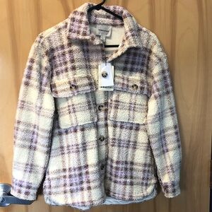 Plaid lavender cream brown Sherpa Jacket soft and pretty yet warm